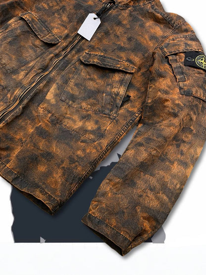 Brugt Used Rare Vintage Stone Island jakke DPM JACQUARD PLATED i størrelse L large i multifarve med balaclava