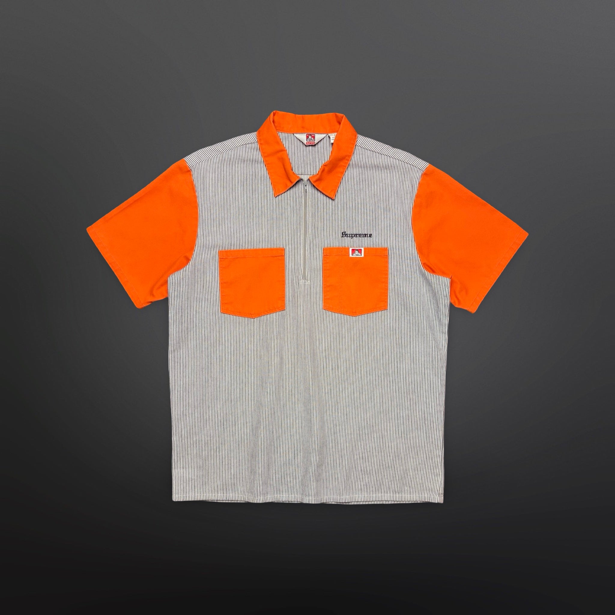 Supreme x Ben Davis Half Zip Work Shirt Orange Stripe – Medium