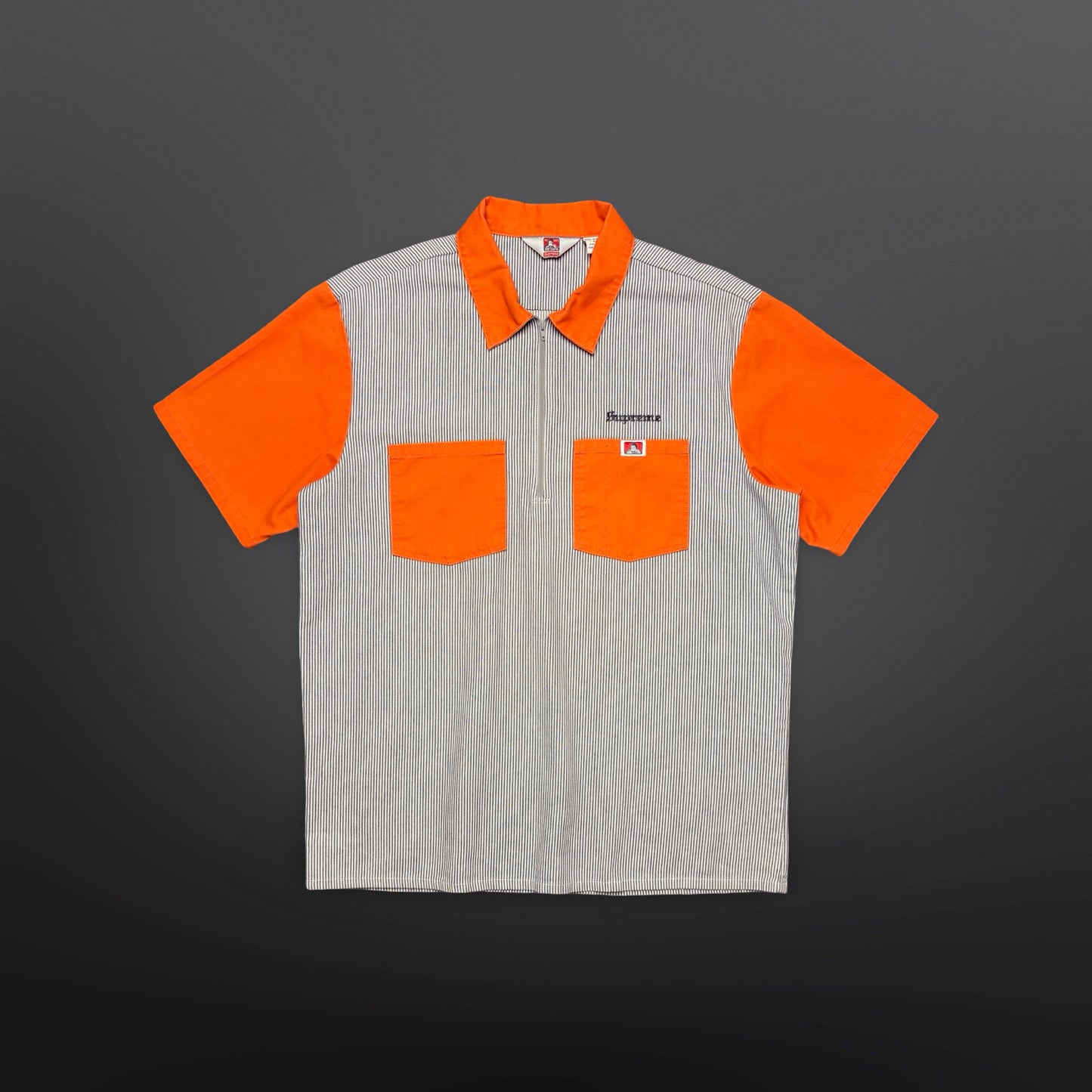 Supreme x Ben Davis Half Zip Work Shirt Orange Stripe – Medium