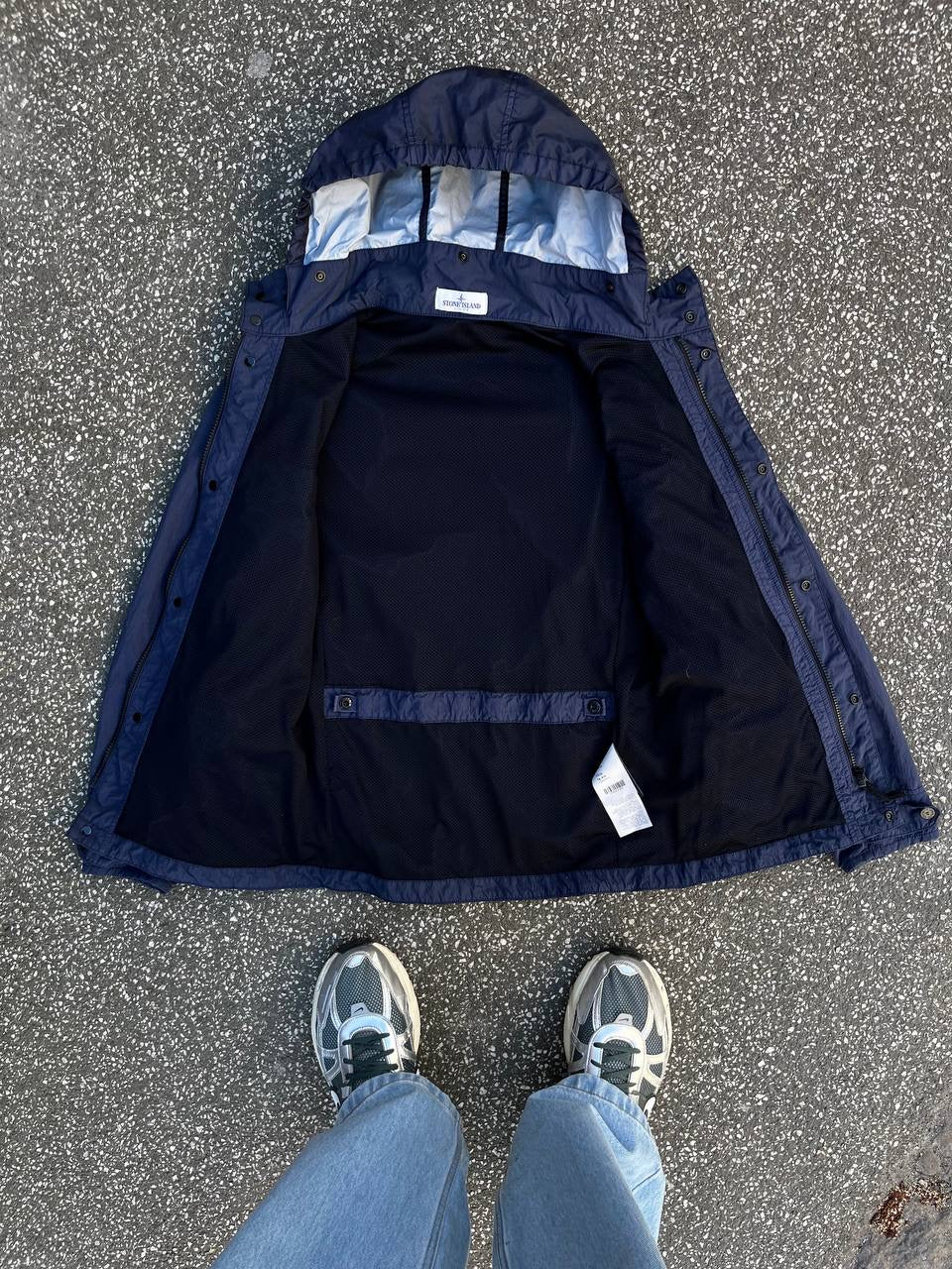 Stone Island Regnjakke i Mørkeblå Navy S Small