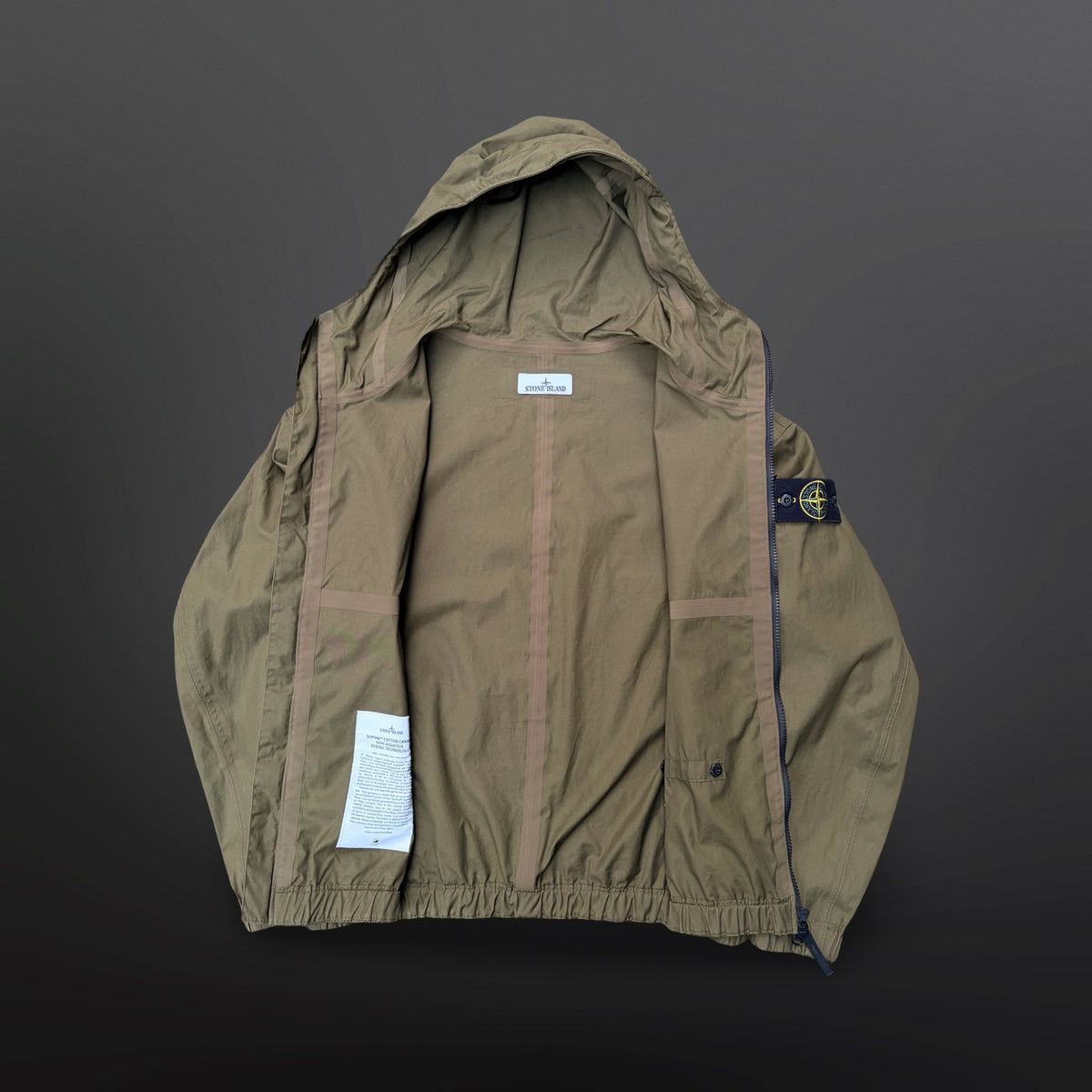 Stone Island Supima® Cotton Canvas Hooded Jacket – Khaki – Large