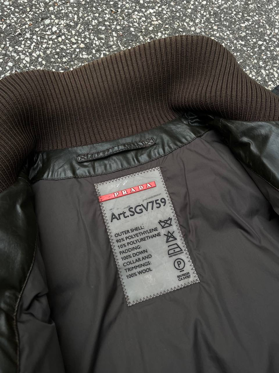 Prada Puffer Dunjakke Black Label Vintage Jacket Brun Str.50 M-L