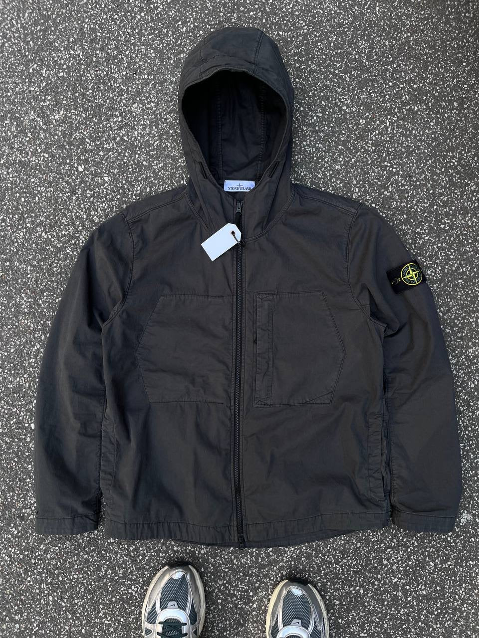 Stone Island Jakke Supima Cotton Twill Stretch TC L Large Grå Grey Jacket Brugt Used
