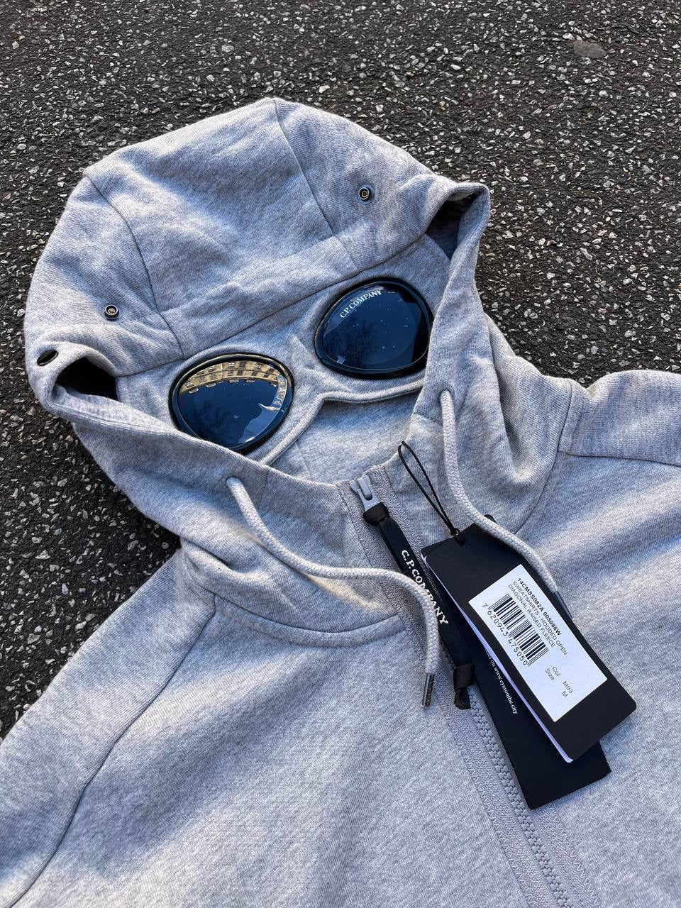 C.P. Company Zip Up Google Hoodie Grå Medium Brand New