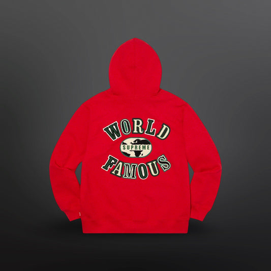 Supreme World Famous Zip-Up Hoodie – Rød (Medium)