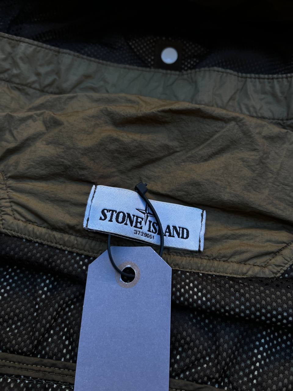 Stone Island Regnjakke Membrana TC Large Khaki farve Brugt