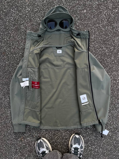 C.P.Company Softshell Jakke i Grøn med Briller Small