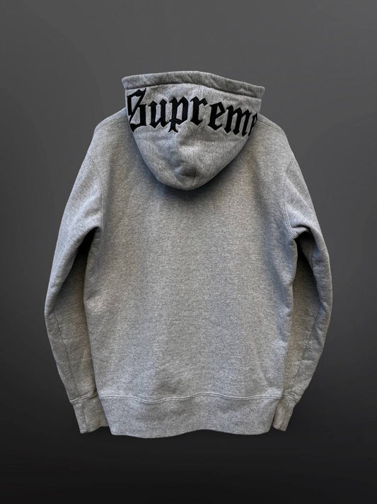 Supreme Old English Zip Up Hoodie Hættetrøje med Lynlås i Grå L large