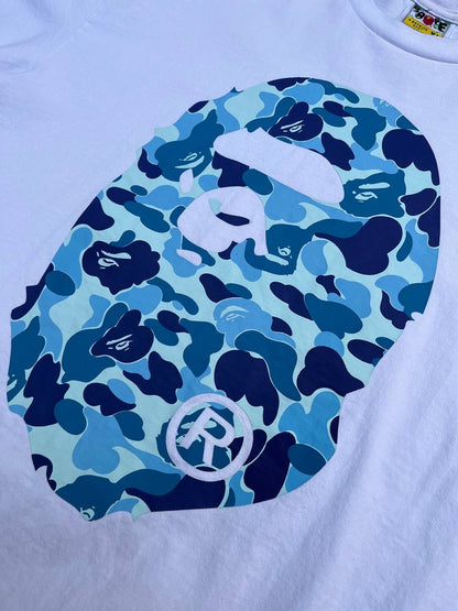 Bape A-Bathing Ape Tee T-Shirt XL Hvid Double Logo Brugt Used