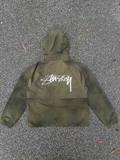 Stussy Beach Shell Jacket Faded Grøn Khaki M Medium