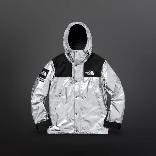 Supreme x The North Face Mountain Jacket Sølv Silver Metallic L Large