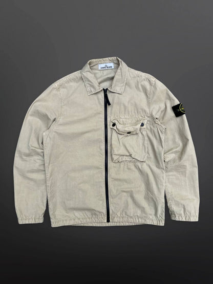 Stone Island Overshirt Skjorte Sommerjakke M Medium Beige Brugt Used