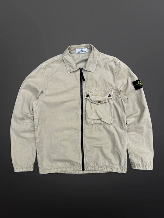 Stone Island Overshirt Skjorte Sommerjakke M Medium Beige Brugt Used