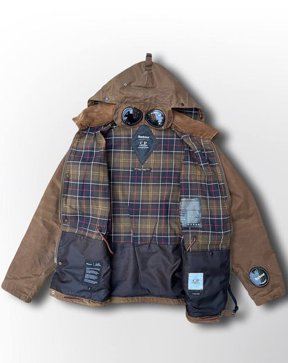 C.P. Company X Barbour google wax jacket parka i Brun brown S small