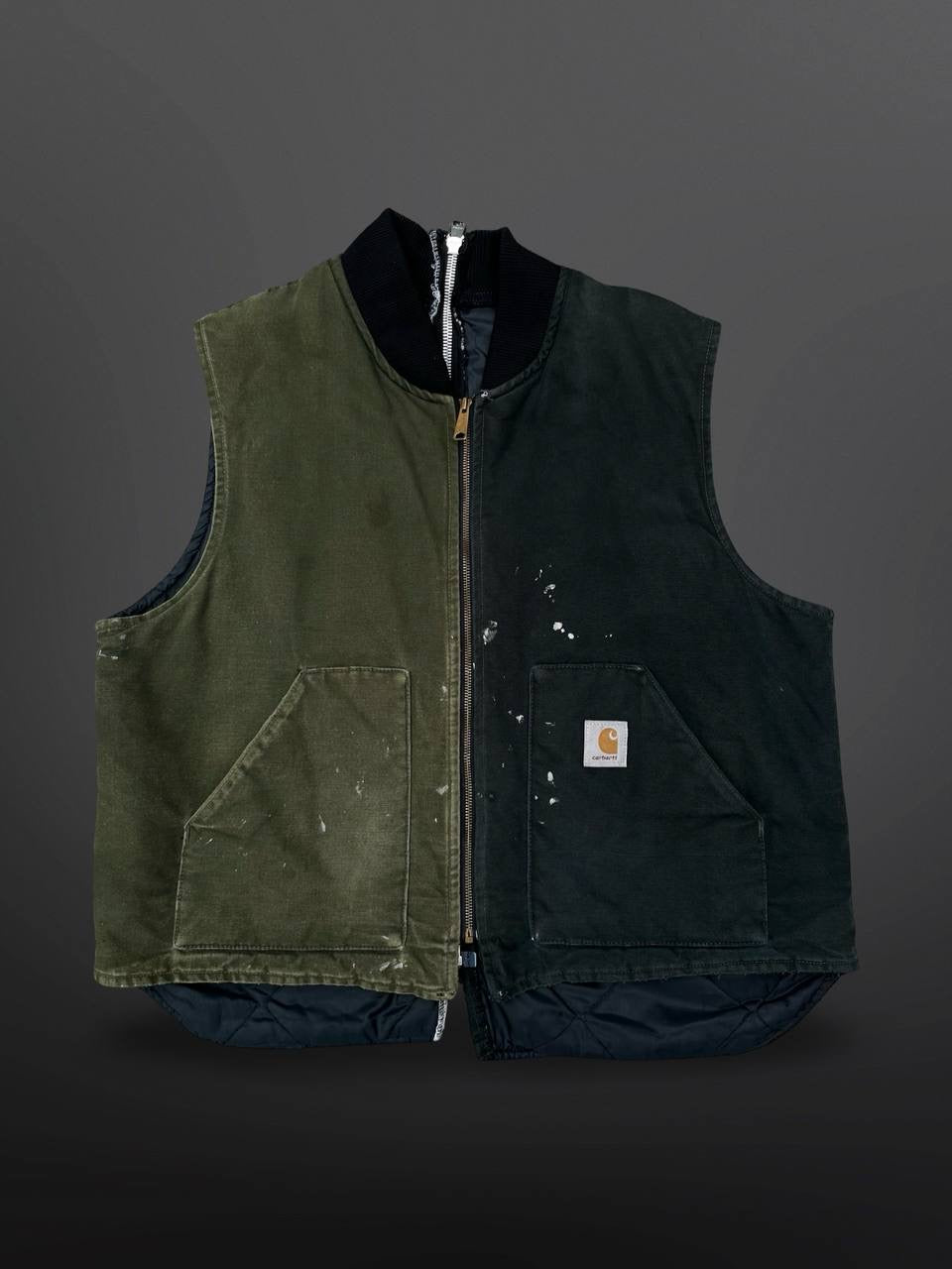 Carhartt X Division Diconstruct Custom Vest Distressed Vintage L Large Grøn Green Nr.652