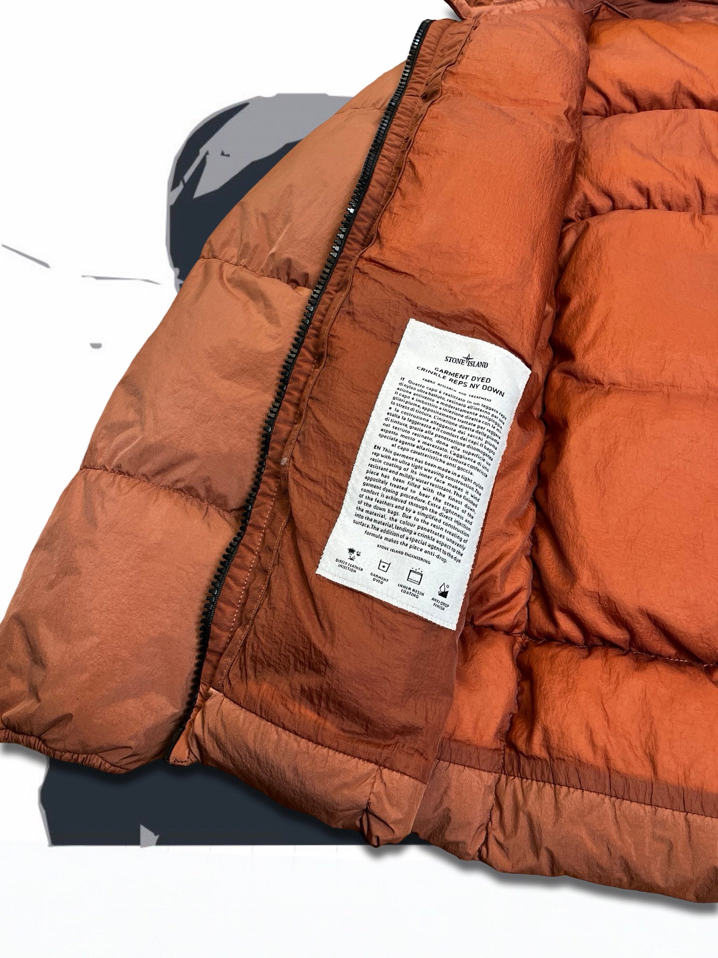 Brugt Used Stone Island Dunjakke L large i Terrakotta farve som ny