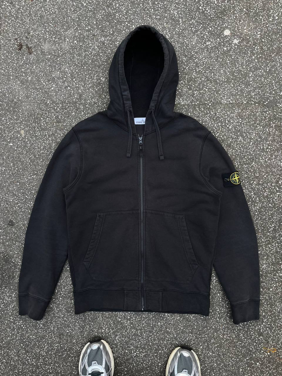 Stone Island Zip Up Hoodie Hættetrøje Sort Black 731564220 Brugt Used
