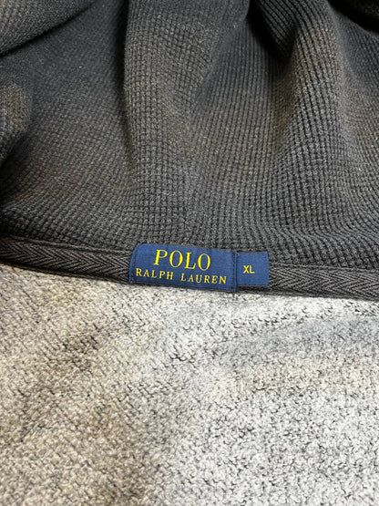 Brugt Vintage Zip-Up Hoodie Hættetrøje Polo Ralph Lauren i Grå farve med den Røde Hest i XL herre Stockholm style