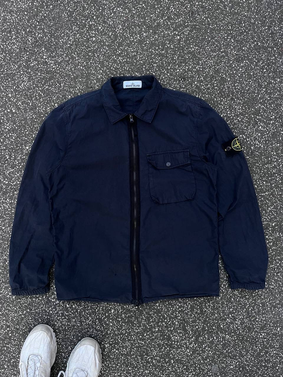 Stone Island Overshirt Navy Marineblå Sommerjakke L Large Brugt Used
