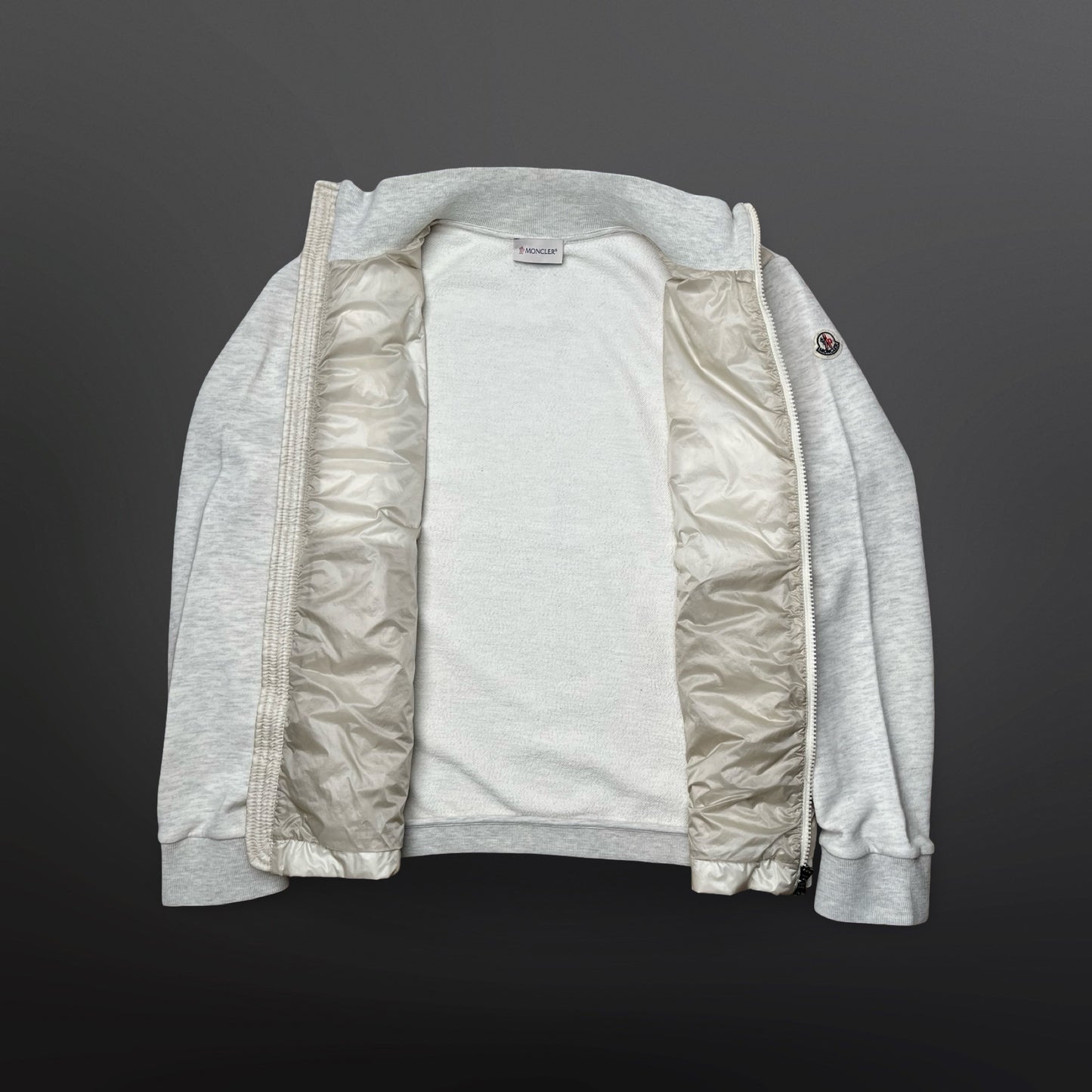 Moncler Dun Cardigan Grå Beige Creme M Medium