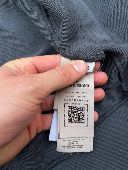 Stone Island Zip Up Hoodie Hættetrøje med Lynlås i grå grey Large Som ny Brugt