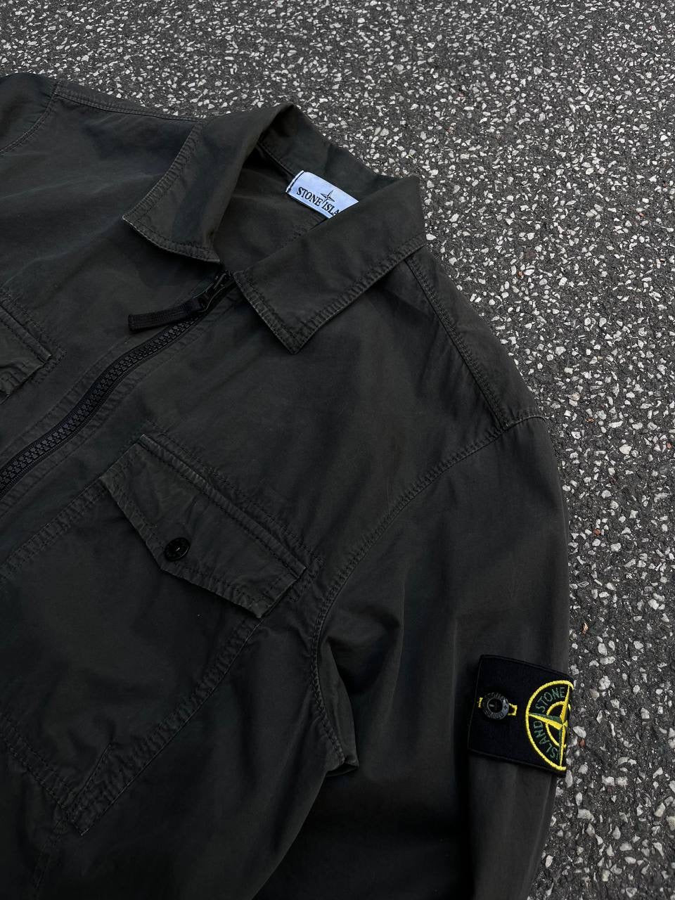 Stone Island Overshirt Skjorte Overgangsjakke til Sommer i Grå Grey M Medium Brugt Used