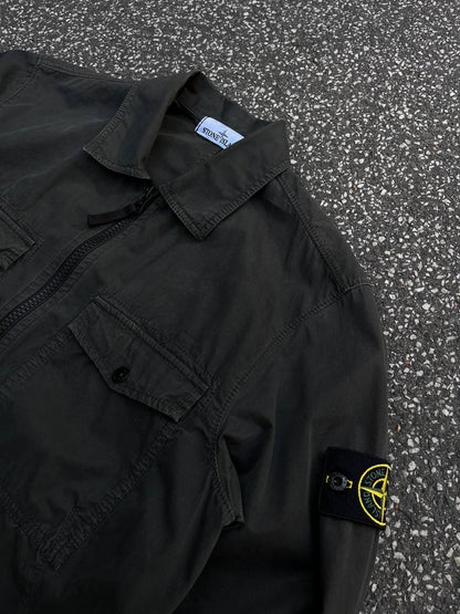 Stone Island Overshirt Skjorte Overgangsjakke til Sommer i Grå Grey M Medium Brugt Used
