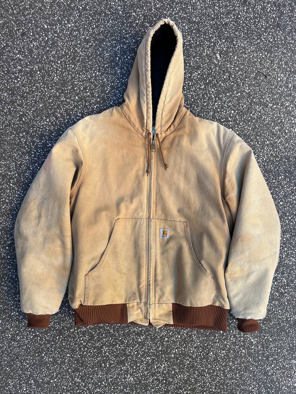 Vintage Carhartt Active Work jacket fra USA 90’s i beige Carhartt WIP Active jakke fra 90erne i L large mænd (unisex) med fleece insulation
