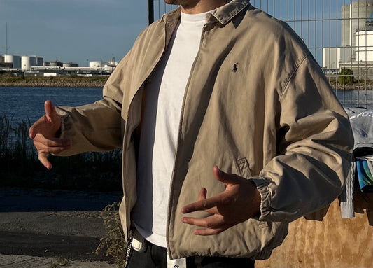 Brugt Used Vintage Polo Ralph Lauren Harrington jakke i beige L large