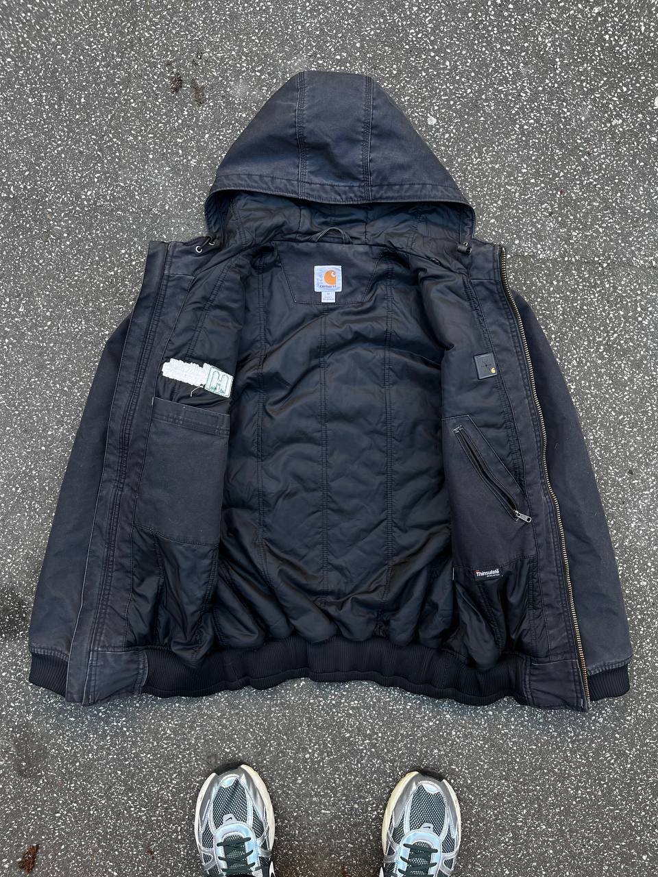 Carhartt Active Work Wear Jakke i Grå vandtæt Medium Herre Vintage
