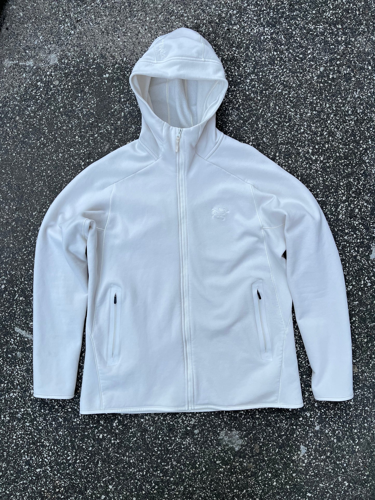 Arc’teryx Fleece Full-Zip Hoodie – White XL Dame M–L Herre
