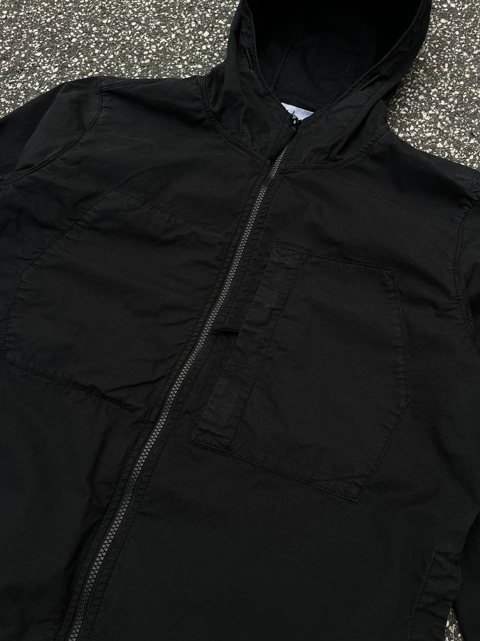 Stone Island Supima Cotton Twill Strech TC Jakke Windbreaker Efterårsjakke i Sort Black L Large 781543310