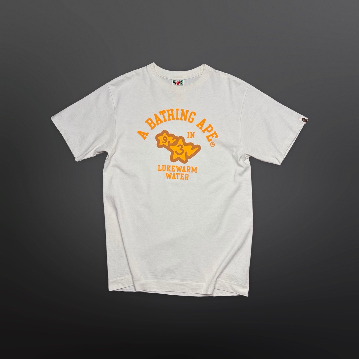 A Bathing Ape “Lukewarm Water 93” Tee – White / Orange – Size M