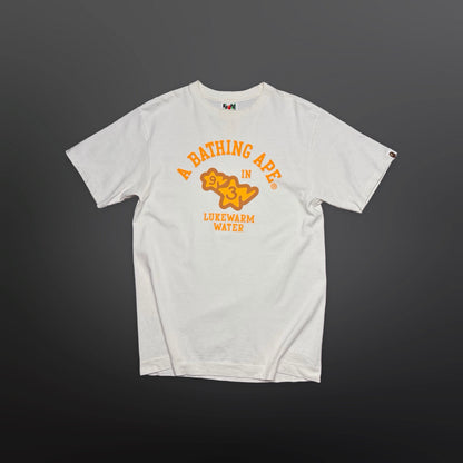 A Bathing Ape “Lukewarm Water 93” Tee – White / Orange – Size M