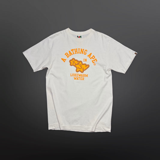 A Bathing Ape “Lukewarm Water 93” Tee – White / Orange – Size M