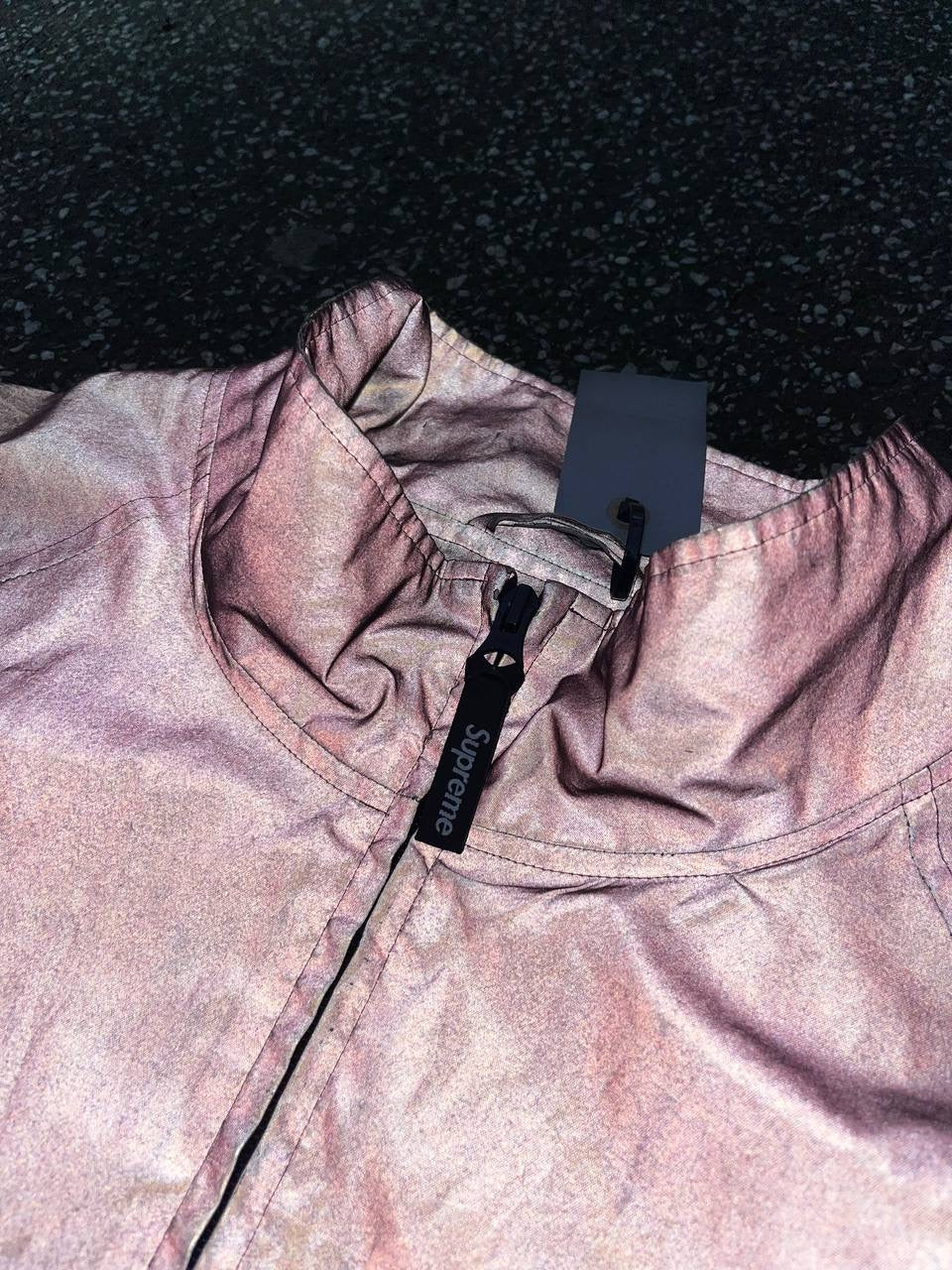 Supreme Reflective Anorak Jakke XL Brugt Used Pink Big Logo