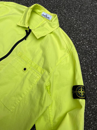 Stone Island Overshirt Neon Grøn Green XL Sommerjakke Skjorte Med Lynlås 761512619