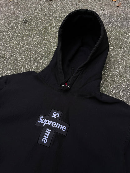 Supreme Cross Box Logo Hoodie – Sort Str. XL