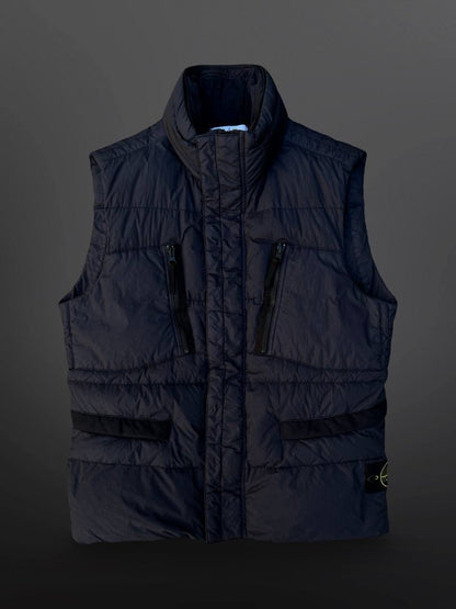Stone Island Garment Dyed Crinkle Reps Ny Down Vest Navy L Large Brugt Used