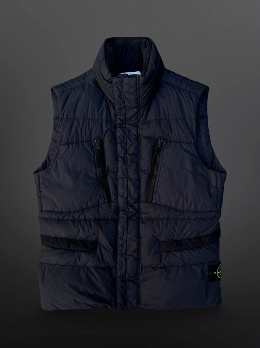 Stone Island Garment Dyed Crinkle Reps Ny Down Vest Navy L Large Brugt Used