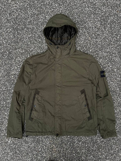 Stone Island Garment Dyed Crinkle Reps Ny Windbreaker Efterårsjakke Grøn Millitær Khaki M Medium K1S154100092 S0A23