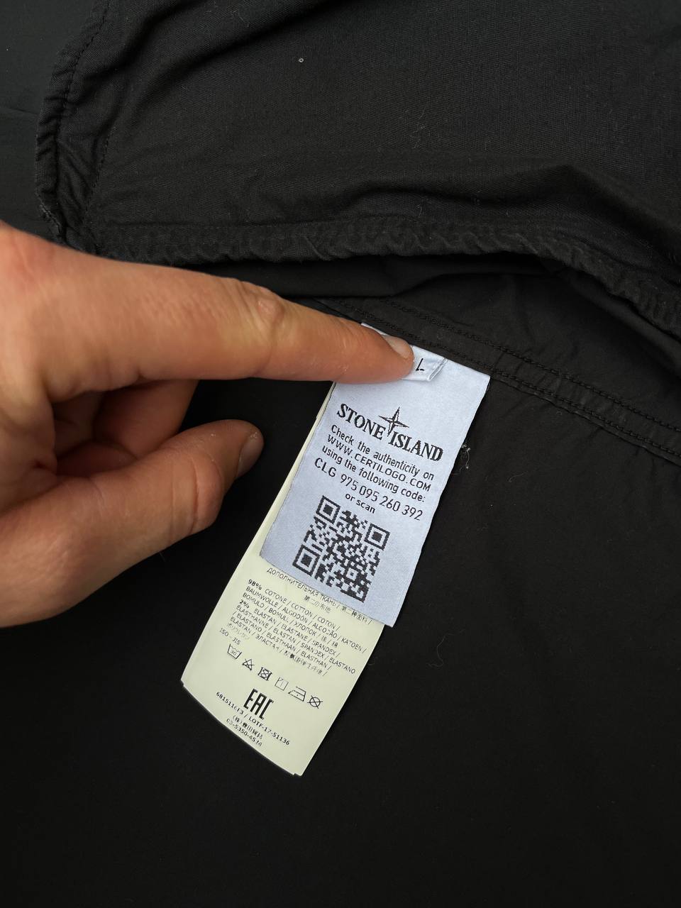 Overshirt let jakke Stone Island Shadow projekt med sort badge i Sort L large Sten Ø