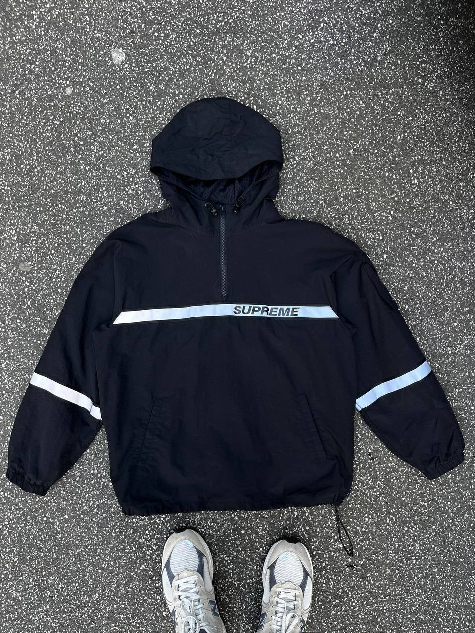 Supreme Reflective Taping Hooded Pullover M Medium Sort Black
