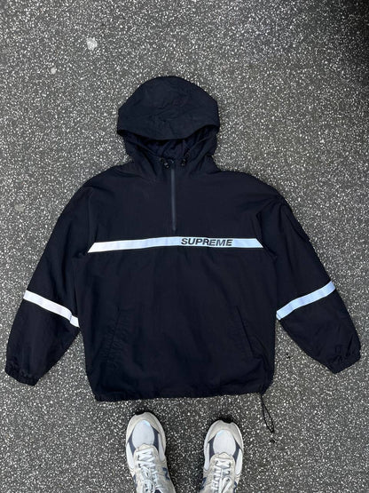 Supreme Reflective Taping Hooded Pullover M Medium Sort Black