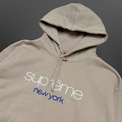 Supreme New York Logo Hoodie – Taupe – Large