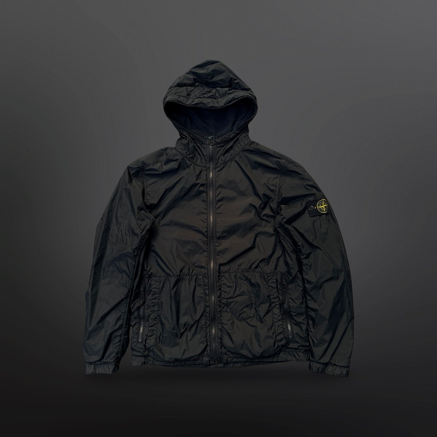 Stone Island Garment Dyed Crinkle Reps NY Hooded Jacket – Black – Large