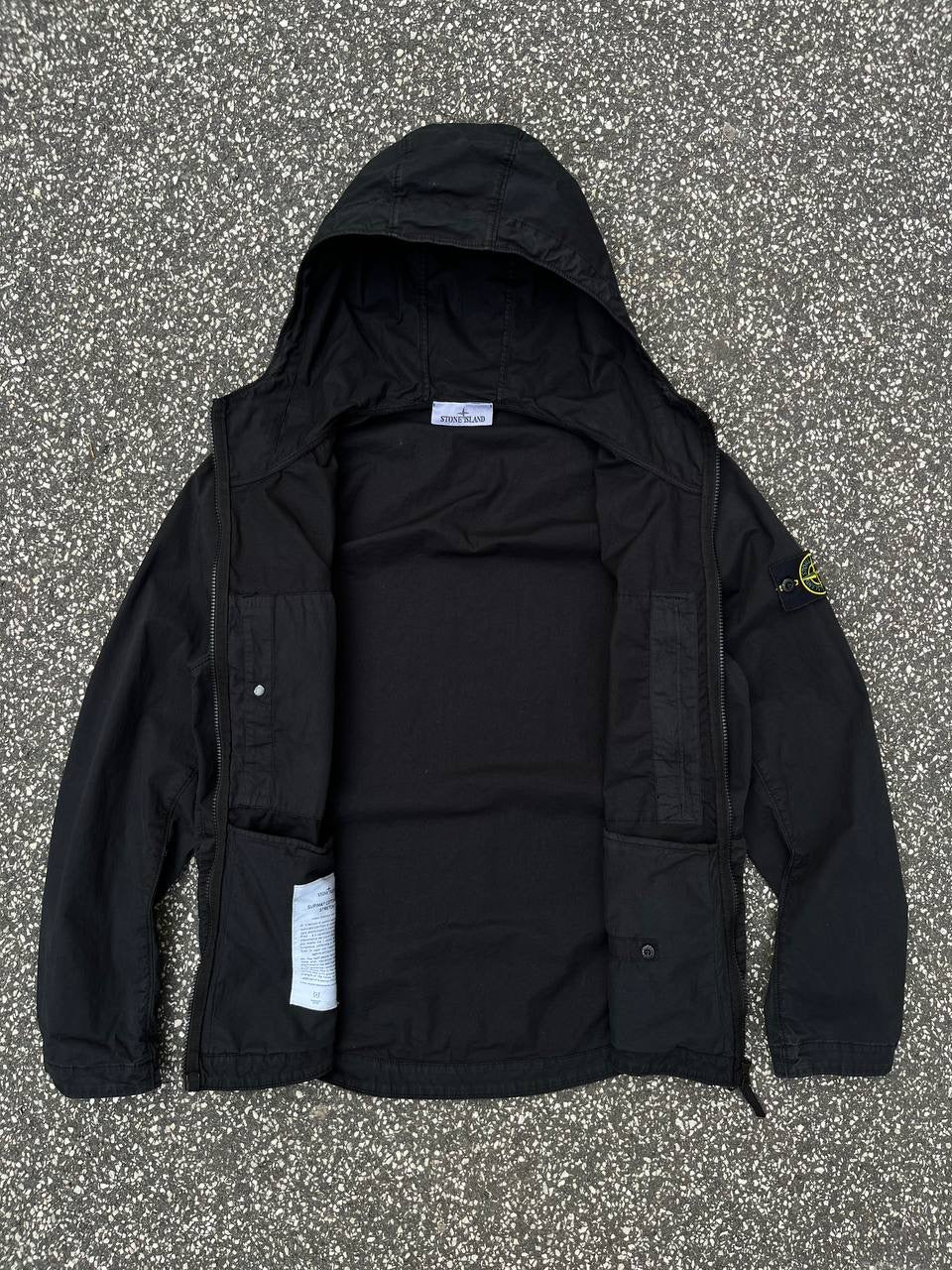 Stone Island Supima Cotton Twill Strech TC Jakke Windbreaker Efterårsjakke i Sort Black L Large 781543310