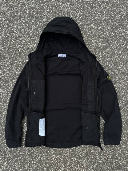 Stone Island Supima Cotton Twill Strech TC Jakke Windbreaker Efterårsjakke i Sort Black L Large 781543310