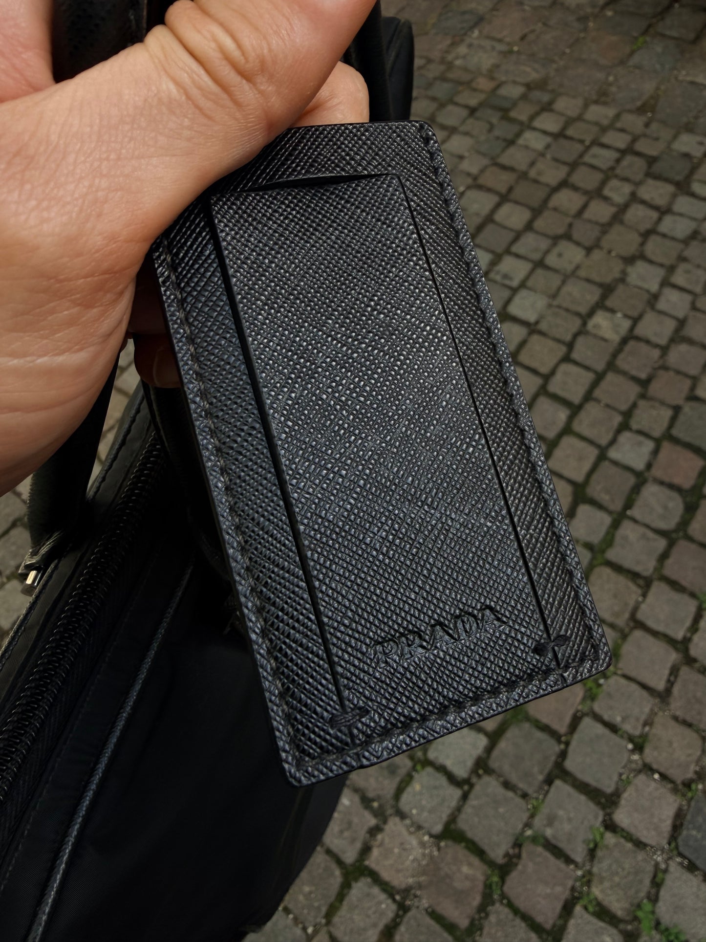 Prada Saffiano-Trimmed Tessuto Business Bag – Black