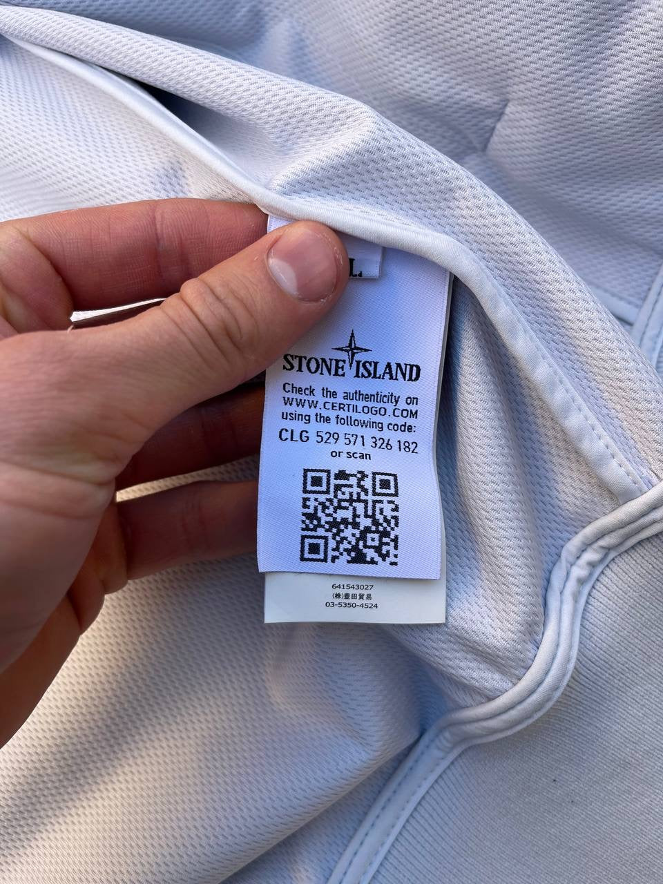 Stone Island Soft Shell R i Hvid Large Jakke Brugt